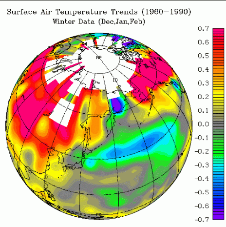 Arctic Warming Trend 1960 to 1990