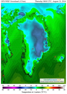 Greenland Temperatures August 21