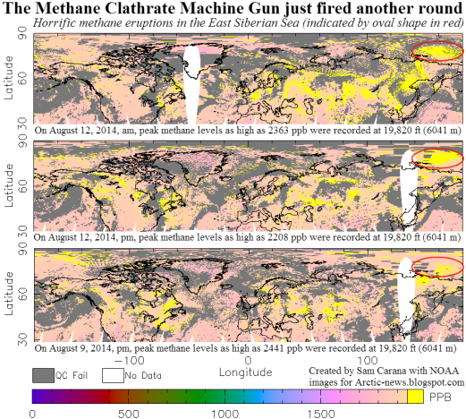 Large methane release over East Siberian Sea August 2014