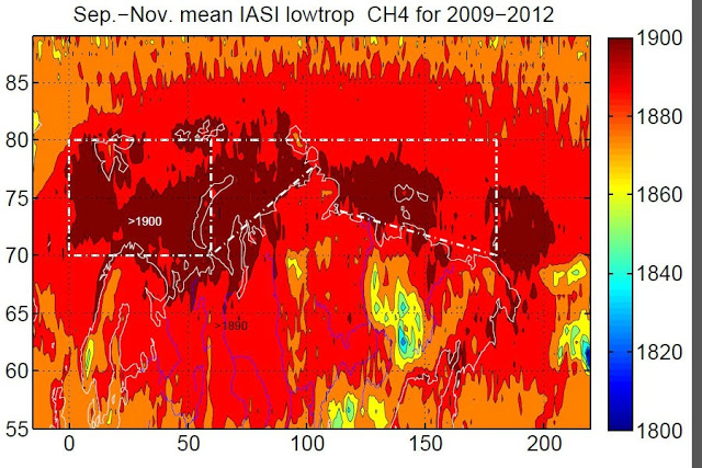 Arctic methane concentrations Sep-Nov 2009-2012