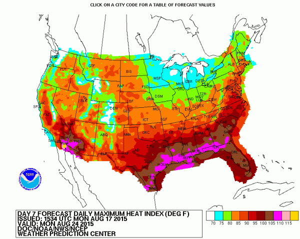 High Heat Index US South