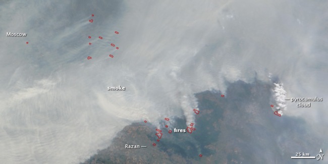 Wildfires and Pyrocumulous Clouds over Russia During the Great Heatwave of 2010